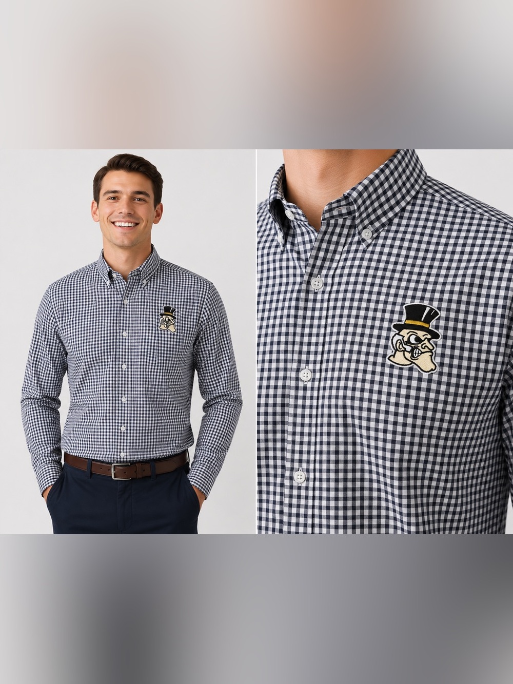 NWT Wake Forest Official collegiate button down shirt Men's medium Checkered